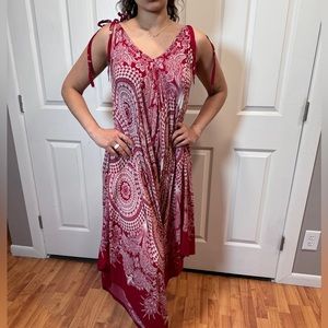 Red handkerchief style jumpsuit Size S/M Indian spring break boho